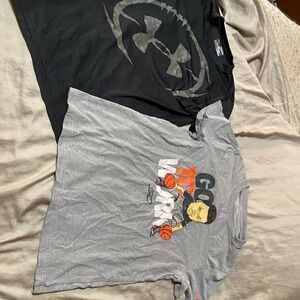 Under Armour Black and Gray Kids Short Sleeve Tees- Set of 2